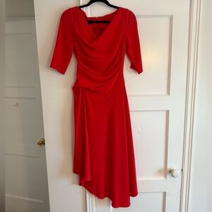 Elegant Red Draped Women's Dress